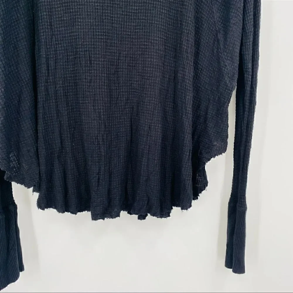 Free People Spring Valley Lace Waffle Knit Thermal Boho Top
